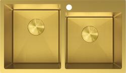 Mexen Xorin, 2 rekeszes rozsdamentes mosogató 780 x 450 mm, szálcsiszolt arany, méhsejtminta, 6441782000-55HC (6441782000-55HC)