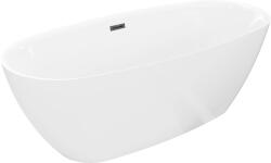 Mexen Luvo Slim, szabadon álló kád 170 × 75 cm, fényes fehér, fekete túlfolyóval, 52801707500-70 (52801707500-70)