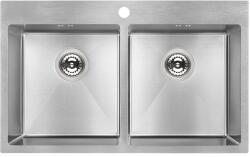 Laveo Marmara, 2 rekeszes rozsdamentes mosogató 780x480x200 mm, acél, LAV-SAM_020T (LAV-SAM_020T)