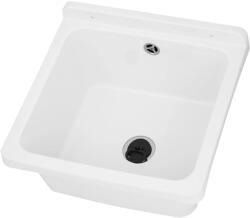 Gamma Riva, univerzális műanyag mosogató 40x38x22, 8 cm + szifon, 1 kamrás, fehér, GMA-KGR40-WH (GMA-KGR40-WH)