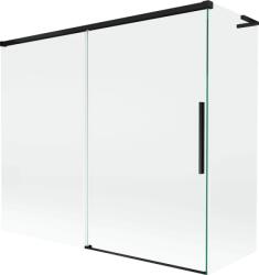 Mexen Rox, L tolóajtós, kétszárnyú kádparaván 180 + 80 x 150 cm, 8 mm-es átlátszó üveg, matt fekete profil, 8C9L-180-080-70-00 (8C9L-180-080-70-00)