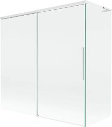 Mexen Rox, L tolóajtós, kétszárnyú kádparaván 160 + 75 x 150 cm, 8 mm-es átlátszó üveg, fehér profil, 8C9L-160-075-20-00 (8C9L-160-075-20-00)