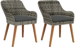 vidaXL Kerti Székek Párnákkal 2 db Szürke Polirattan