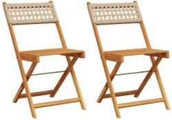 vidaXL 2 db Bézs Tömör Akácfa És Polyrattan Bisztrószék