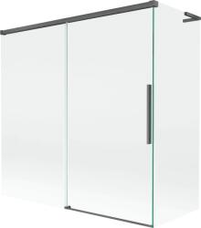 Mexen Rox, L tolóajtós, kétszárnyú kádparaván 160 + 75 x 150 cm, 8 mm-es átlátszó üveg, szálcsiszolt grafit profil, 8C9L-160-075-66-00 (8C9L-160-075-66-00)