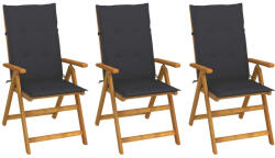 vidaXL 3 db Összecsukható Tömör Akácfa Kerti Szék Párnával