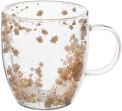 ORION DOUBLE Mug 0, 35 l duplafalú boroszil. üveg, virágok, bézs (132210)