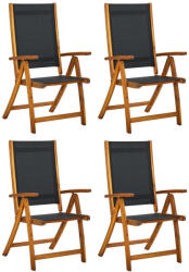 vidaXL 4 db Tömör Akácfa És Textilén Összecsukható Kerti Szék