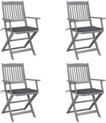 vidaXL 4 db Összecsukható Tömör Akácfa Kültéri Szék Párnával