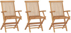 vidaXL 3 db Összecsukható Tömör Tíkfa Kerti Szék