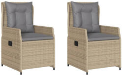 vidaXL 2 db Bézs Polyrattan Dönthető Kerti Szék