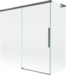 Mexen Rox, L tolóajtós, kétszárnyú kádparaván 160 + 70 x 150 cm, 8 mm-es átlátszó üveg, szálcsiszolt grafit profil, 8C9L-160-070-66-00 (8C9L-160-070-66-00)