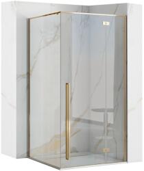 Rea Fargo, zuhanykabin csuklós ajtókkal 90 (ajtó) x 90 (fal) x 195 cm, 6mm átlátszó üveg, arany profil + fehér Savoy zuhanytálca, KPL-K4903 (KPL-K4903)