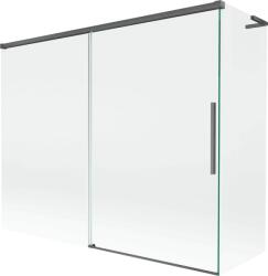 Mexen Rox, L kétszárnyú tolóajtós kádparaván 190 + 90 x 150 cm, 8 mm-es átlátszó üveg, szálcsiszolt grafit profil, 8C9L-190-090-66-00 (8C9L-190-090-66-00)