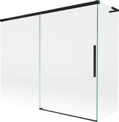 Mexen Rox, L tolóajtós, kétszárnyú kádparaván 190 + 80 x 150 cm, 8 mm-es átlátszó üveg, matt fekete profil, 8C9L-190-080-70-00 (8C9L-190-080-70-00)