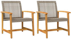 vidaXL 2 db Szürke Polyrattan És Akácfa Kerti Szék