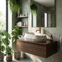 Rea Zoe Travo, pultra szerelhető mosdó 590×380×170 mm, bézs / ekrü kőutánzat matt, REA-U3540 (REA-U3540)