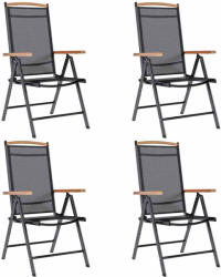 vidaXL 4 db Fekete Alumínium És Textilén Összecsukható Kerti Szék