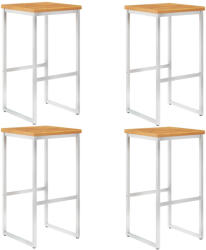 vidaXL 4 db Tömör Akácfa És Rozsdamentes Acél Bárszék