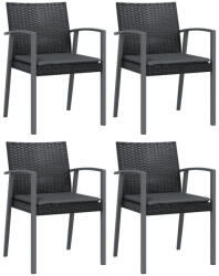 vidaXL 4 db Fekete Polyrattan Kerti Szék Párnával 56, 5X57X83 cm