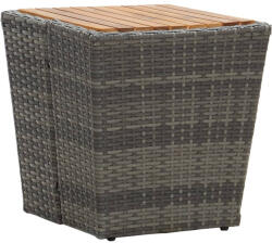 vidaXL Szürke Polyrattan És Tömör Akácfa Teázóasztal 41, 5x41, 5x43 cm