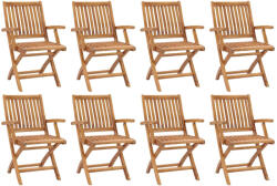 vidaXL 8 db Összecsukható Tömör Tíkfa Kerti Szék