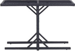 vidaXL Fekete Polyrattan És Üveglapos Kerti Asztal 110 x 53 x 72 cm