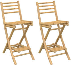 vidaXL 2 db Bambusz Kültéri Bárszékek Lábtartóval Összecsukható