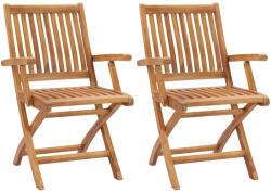 vidaXL 2 db Összecsukható Tömör Tíkfa Kerti Szék Karfával