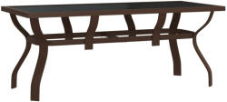 vidaXL Barna És Fekete Acél És Üveg Kerti Asztal 180 x 80 x 70 cm