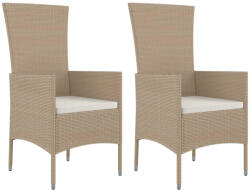 vidaXL 2 db Bézs Polyrattan Kerti Szék Párnákkal