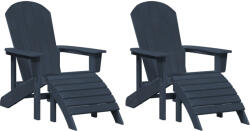 vidaXL Adirondack Szék Lábtartókkal 2 db Tengerészkék Hdpe