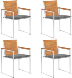 vidaXL 4 db Tömör Akácfa Kerti Szék Párnákkal Szürke