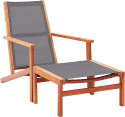vidaXL Szürke Tömör Eukaliptuszfa És Textilén Kerti Szék Lábtartóval VD48696