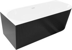 Mexen Silo, sarok szabadon álló, hornyolt kád, bal oldali, 170 x 80 cm, fehér-fekete, fehér túlfolyóval, 52891708075L-20 (52891708075L-20)