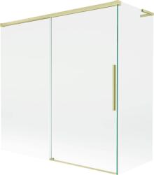 Mexen Rox, L tolóajtós, kétszárnyú kádparaván 160 + 75 x 150 cm, 8 mm-es átlátszó üveg, matt arany profil, 8C9L-160-075-55-00 (8C9L-160-075-55-00)