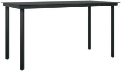 vidaXL Fekete Acél És Üveg Kerti Étkezőasztal 140 x 70 x 74 cm