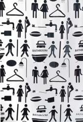 BISK Erga Peva, zuhanyfüggöny 180x200cm, poliészter, fehér-fekete, ERG-06847 (ERG-06847)