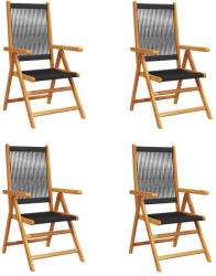 vidaXL 4 db Fekete Tömör Akácfa Dönthető Kerti Szék