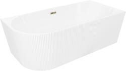 Mexen Silo, sarok szabadon álló, hornyolt kád, jobb oldali, 170 x 80 cm, fényes fehér, fényes arany túlfolyóval, 52891708000P-50 (52891708000P-50)