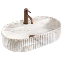 Rea Marcela Kallisto, pultra szerelhető mosdó 600×370×135 mm, matt kőutánzat bézs, REA-U3517 (REA-U3517)