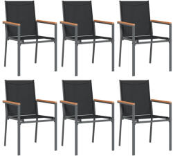 vidaXL 6 db Fekete Textilén És Acél Kerti Szék 55X61, 5X90 cm