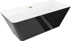 Mexen Velo Slim, szabadon álló kád 170 × 75 cm, fényes fehér, fényes arany túlfolyóval, 52811707500-50 (52811707575-50)