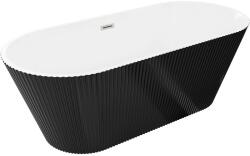 Mexen Yara, szabadon álló, hornyolt kád 170 x 75 cm, fehér-fekete, acél túlfolyóval, 52861707575-97 (52861707575-97)