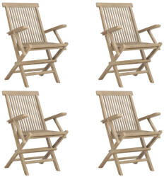 vidaXL 4 db Szürke Összecsukható Tömör Tíkfa Kerti Szék 56X61X89 cm