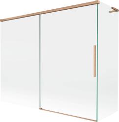 Mexen Rox, L tolóajtós, kétszárnyú kádparaván 190 + 90 x 150 cm, 8 mm-es átlátszó üveg, matt réz profil, 8C9L-190-090-65-00 (8C9L-190-090-65-00)