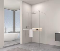 Erga Paris, Walk-In zuhany paraván 50x200 cm polccal és törülközőtartóval, 8 mm átlátszó üveg, króm profil, ERG-V02-PARIS-050x200-CL-CR-BAR (ERG-V02-PARIS-050X200-CL-CR-SHELF)