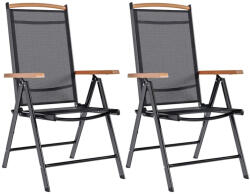 vidaXL 2 db Fekete Alumínium És Textilén Összecsukható Kerti Szék