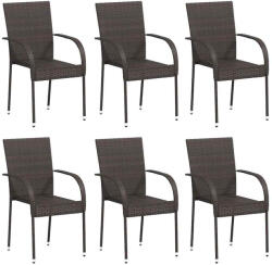 vidaXL 6 db Barna Rakásolható Polyrattan Kültéri Szék