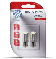 m-tech HEAVY DUTY BA15s P21/5W 24V 24LED, fehér, 2 db (LB9104W)